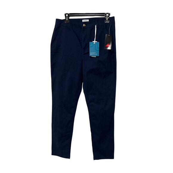 Market & Spruce Pants Navy Blue Chino Stretch Trousers Flat Front Womens 12 NEW - Picture 1 of 12